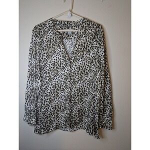Tommy Bahama Womens Long Sleeve Leopard Print Tencel Modal Shirt Top XL
